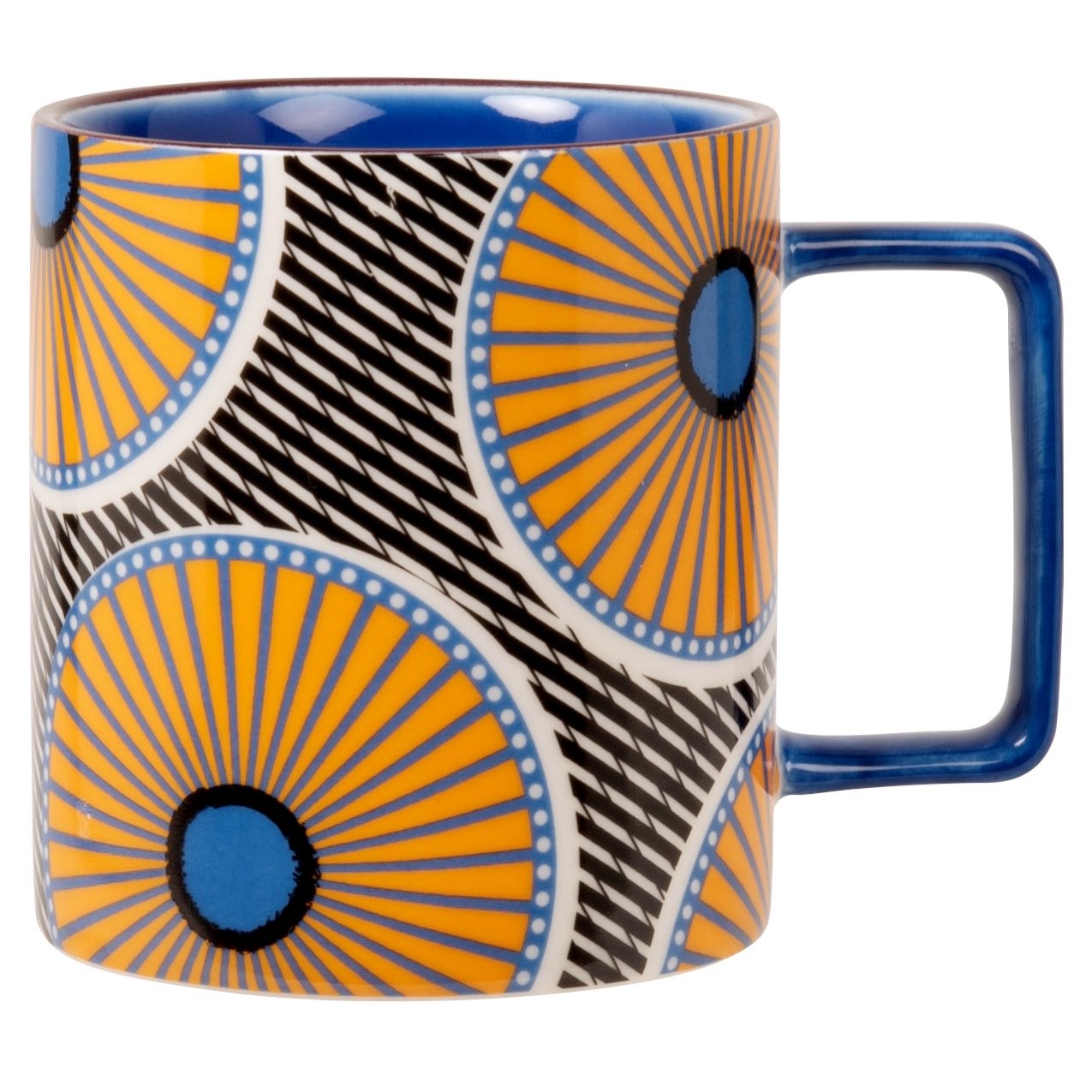 mug en grès motifs graphiques multicolores