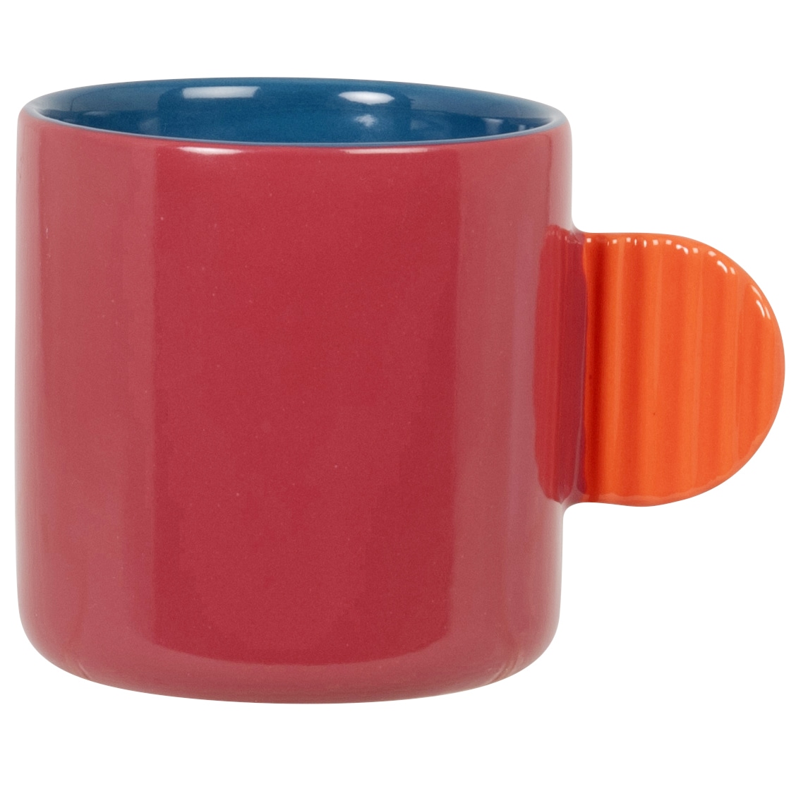 mug en grès rose, bleu et orange