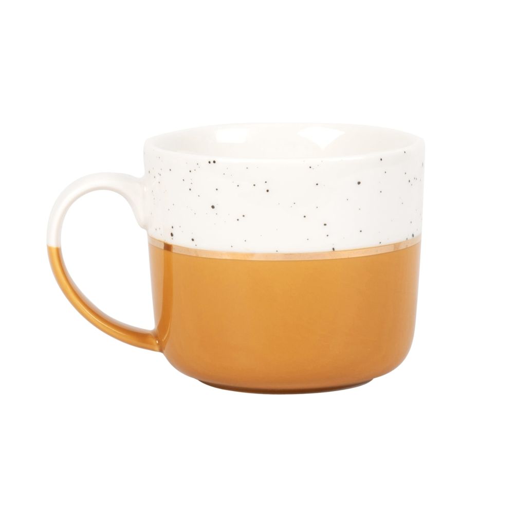 Mug en porcelaine jaune moutarde et blanche