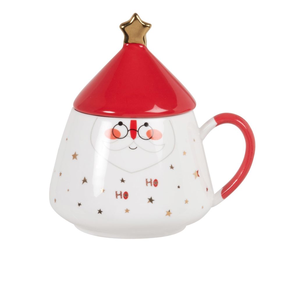 Mug en porcelaine motifs Noël blancs, rouges et dorés