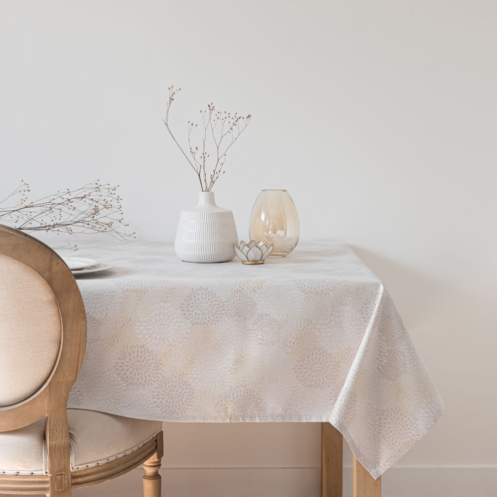 Nappe écrue à motifs dorés 150x250 Nappe écrue à motifs dorés 150x250