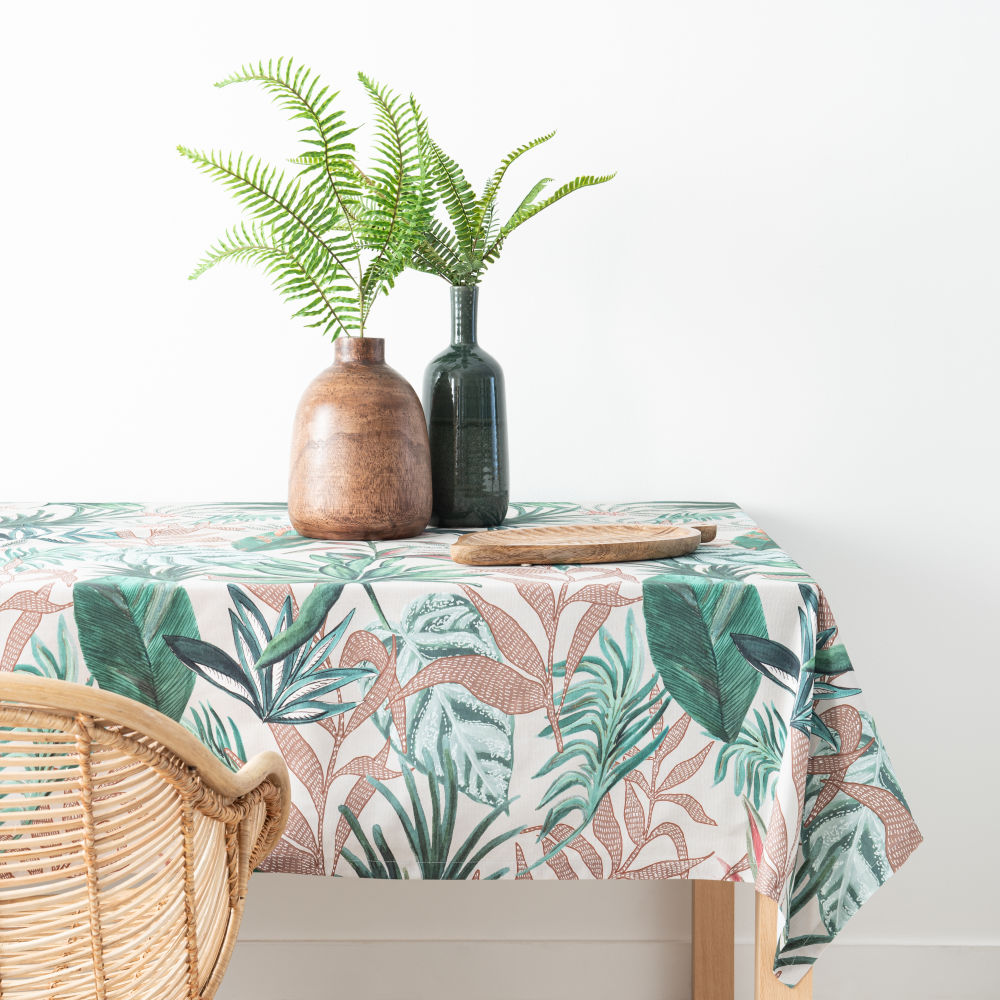 Nappe en coton bio imprimé végétal 150x250