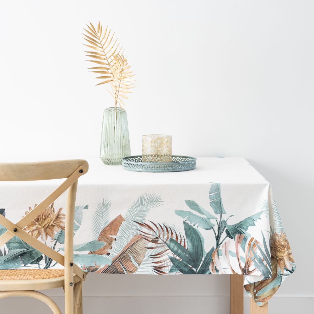 Nappe en coton bio imprimé végétal 150x250