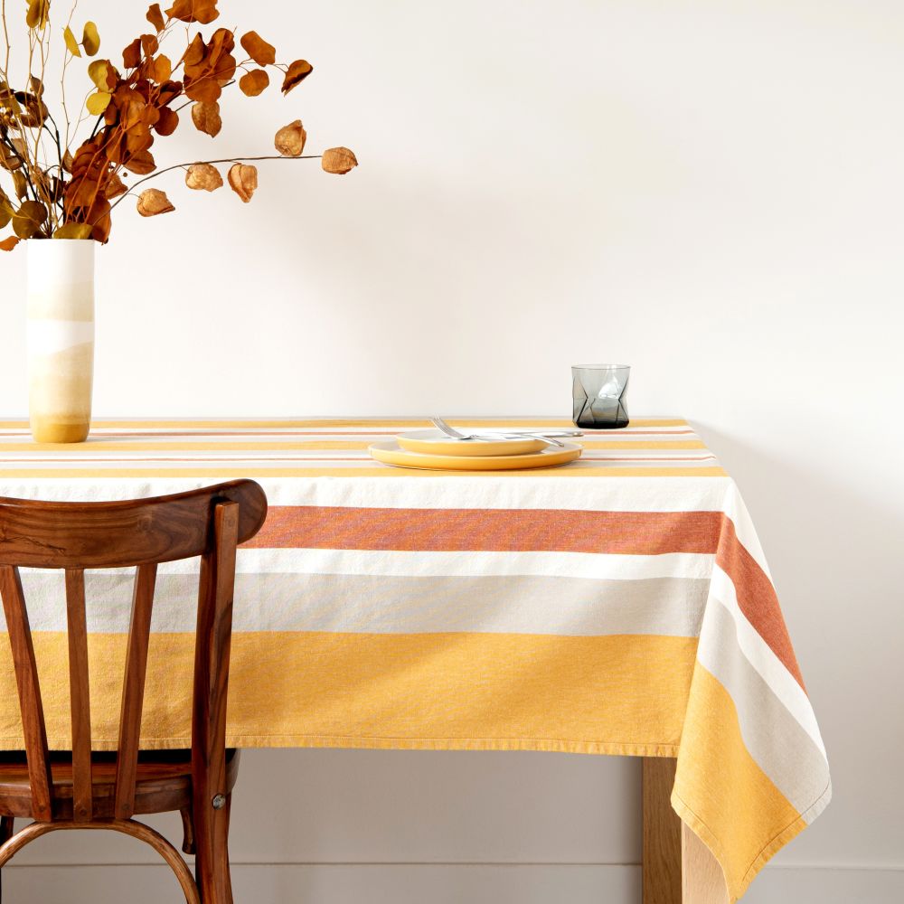 Nappe en coton lavé à rayures multicolores 150x250 Nappe en coton lavé à rayures multicolores 150x250