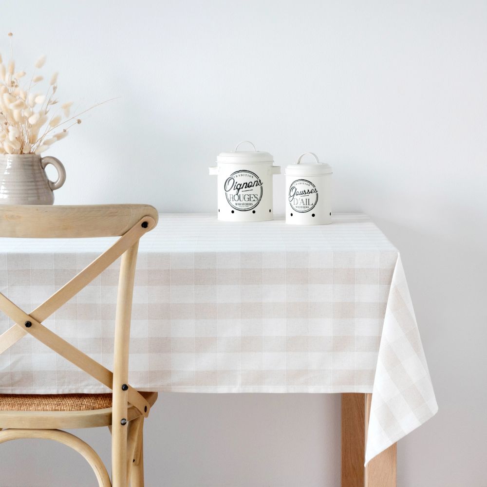 Nappe imprimé carreaux beiges et écrus 145x250 Nappe imprimé carreaux beiges et écrus 145x250