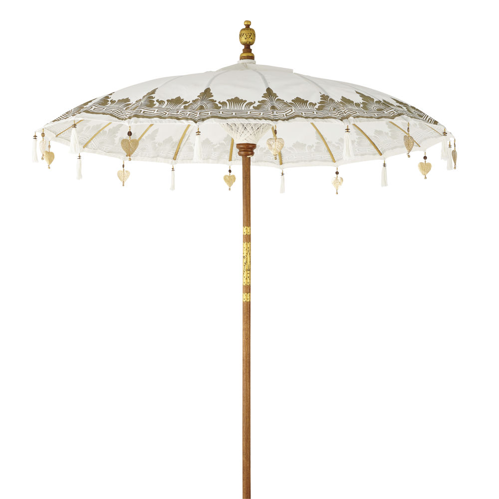 Ombrelle en coton écru motifs dorés Ombrelle en coton écru motifs dorés