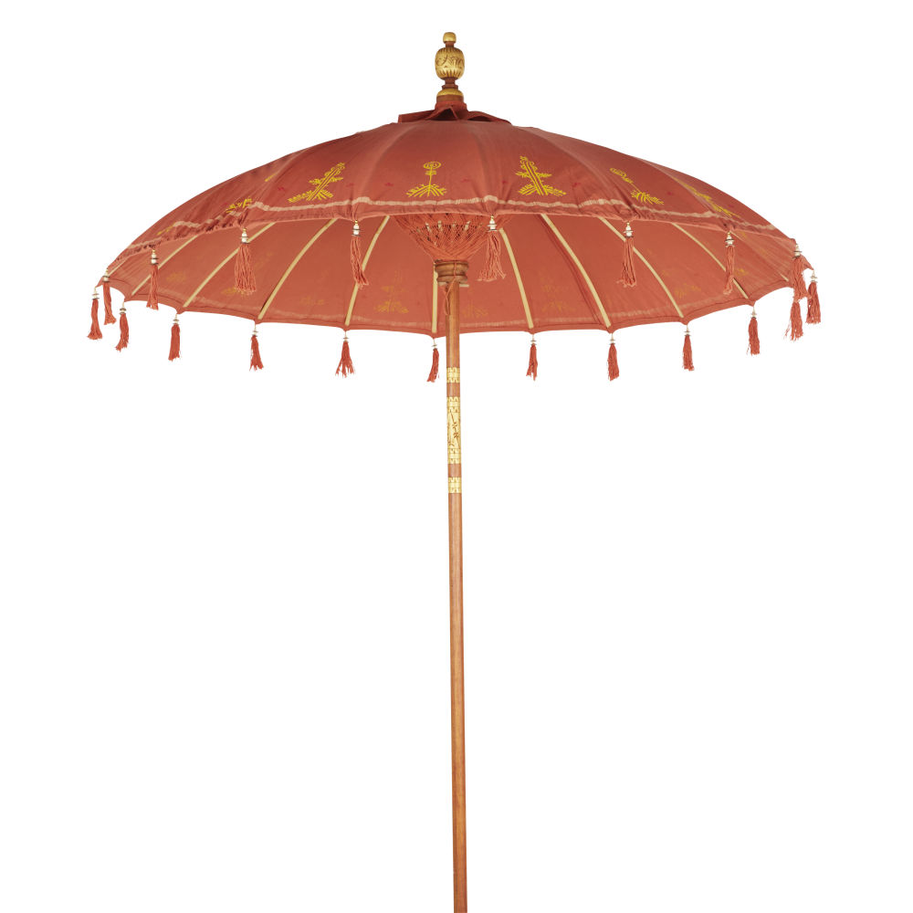 Ombrelle en coton terracotta motifs dorés