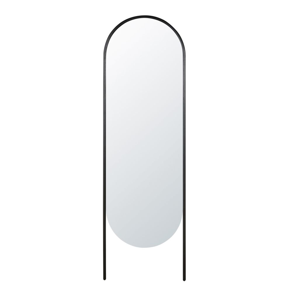 Ovaler Spiegel aus Metall, schwarz 54x173