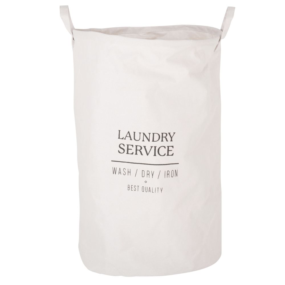 Panier à linge écru à inscriptions noires