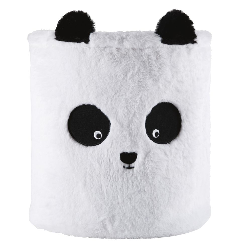 Panier de rangement panda imitation fourrure noire et blanche (photo) Panier de rangement panda imitation fourrure noire et blanche