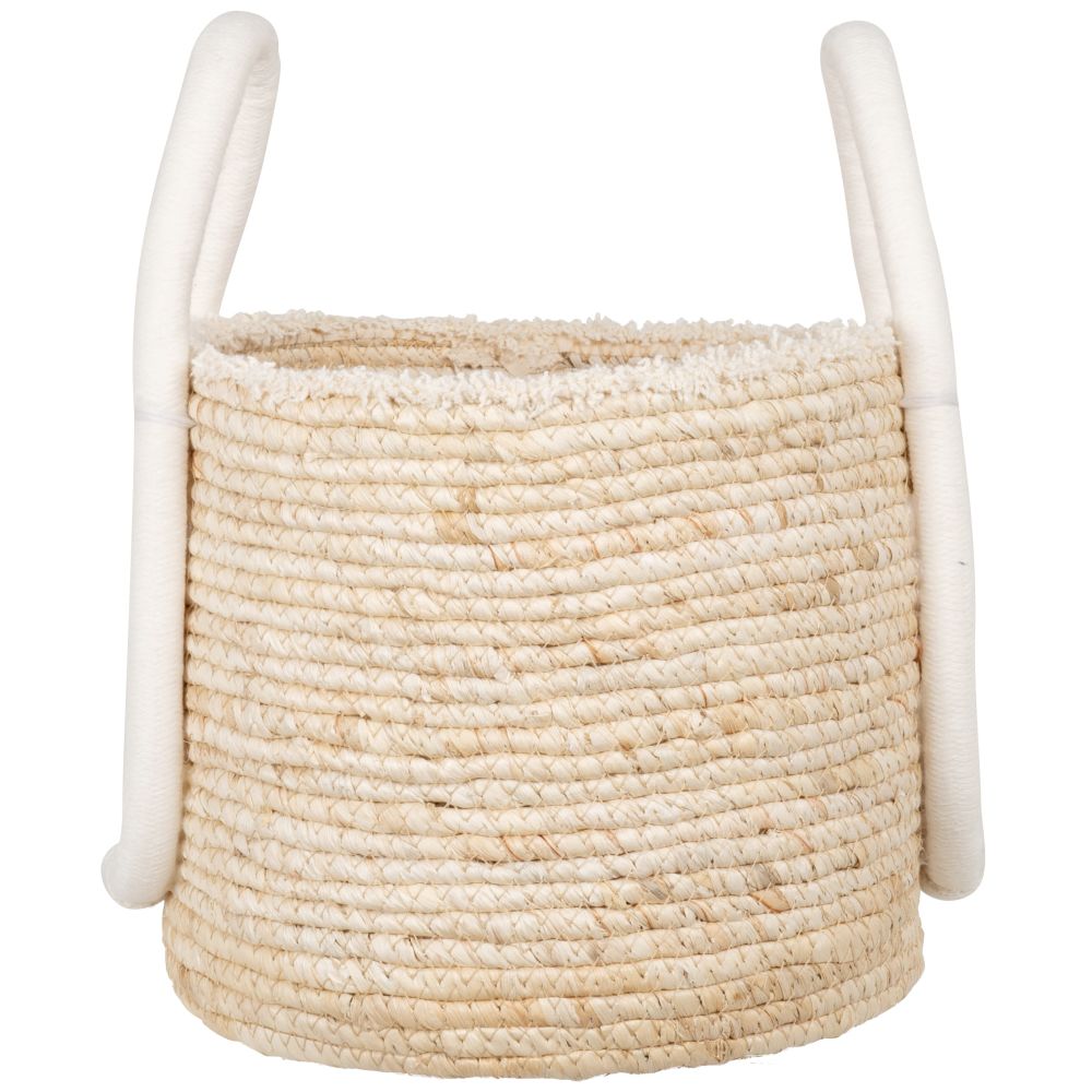 Panier en coton et fibre de maïs beige et blanc