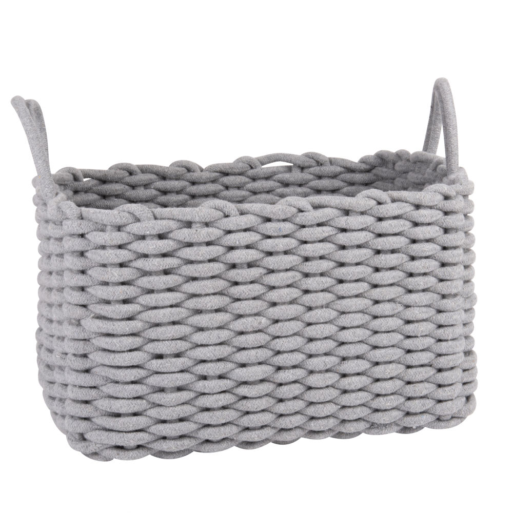 Panier rectangulaire en coton gris Panier rectangulaire en coton gris