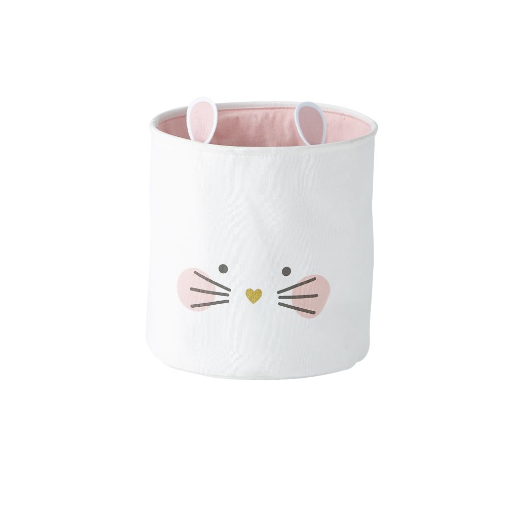 Panier souris en toile blanche et rose Panier souris en toile blanche et rose