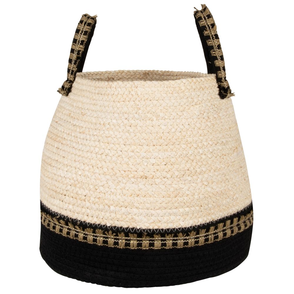 Panier tressé main noir et blanc Panier tressé main noir et blanc