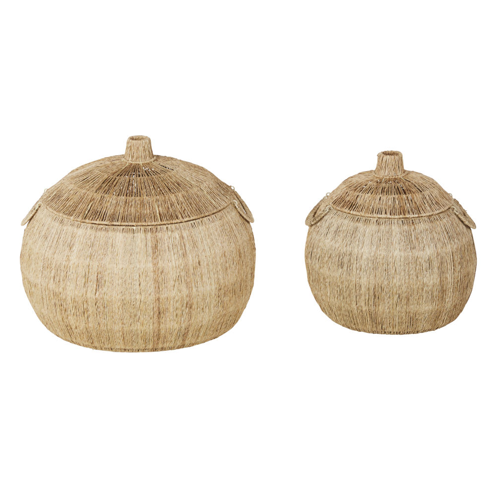 Paniers avec couvercle en jute (x2) H44 Paniers avec couvercle en jute (x2) H44