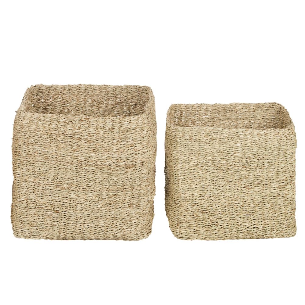 Paniers en jonc de mer beige tressé main (x2) Paniers en jonc de mer beige tressé main (x2)