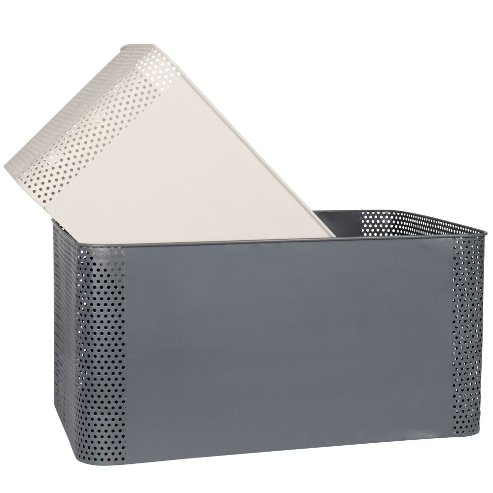 Paniers en métal gris anthracite et blanc (x2) Paniers en métal gris anthracite et blanc (x2)