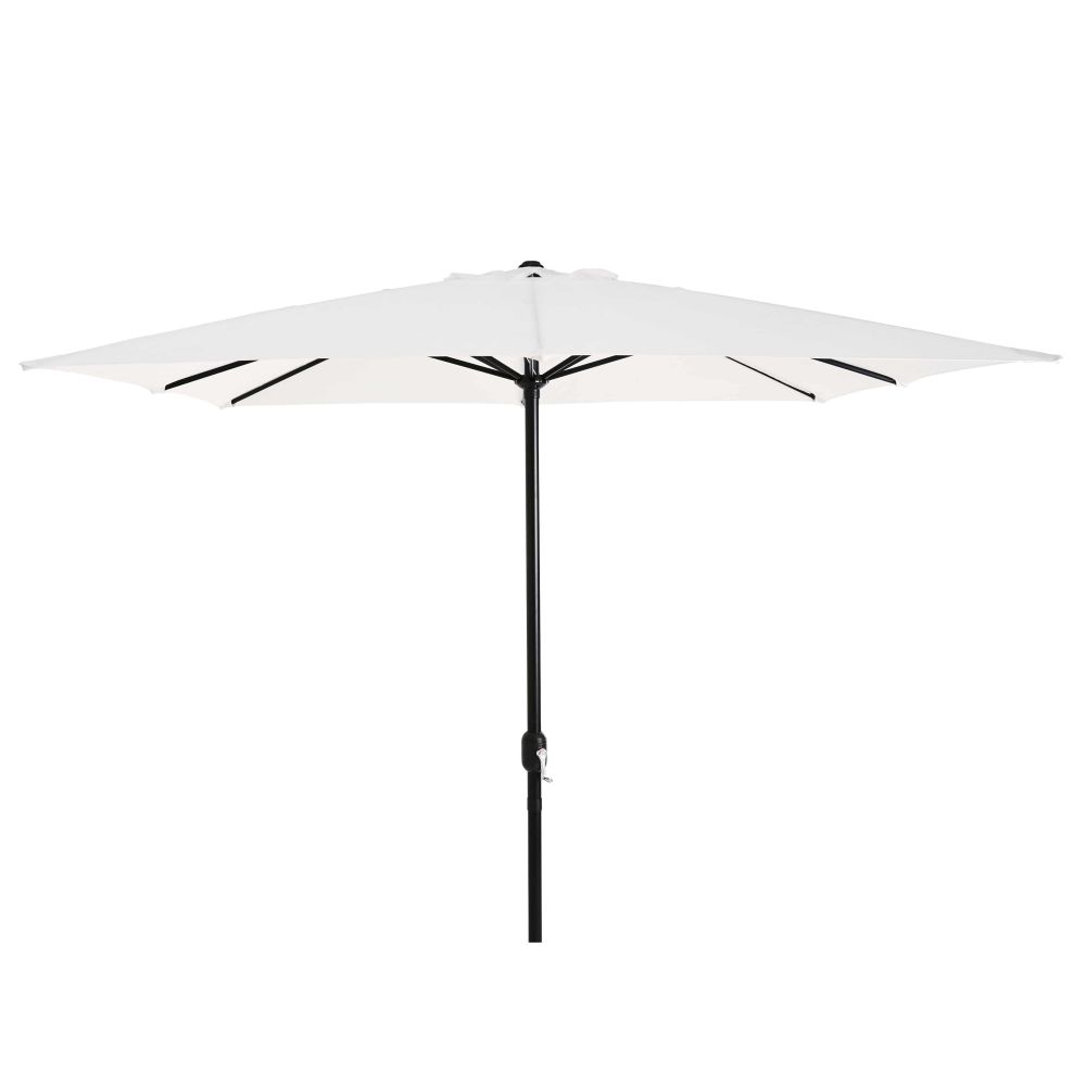 Parasol carré en aluminium noir et toile blanc cassé Parasol carré en aluminium noir et toile blanc cassé