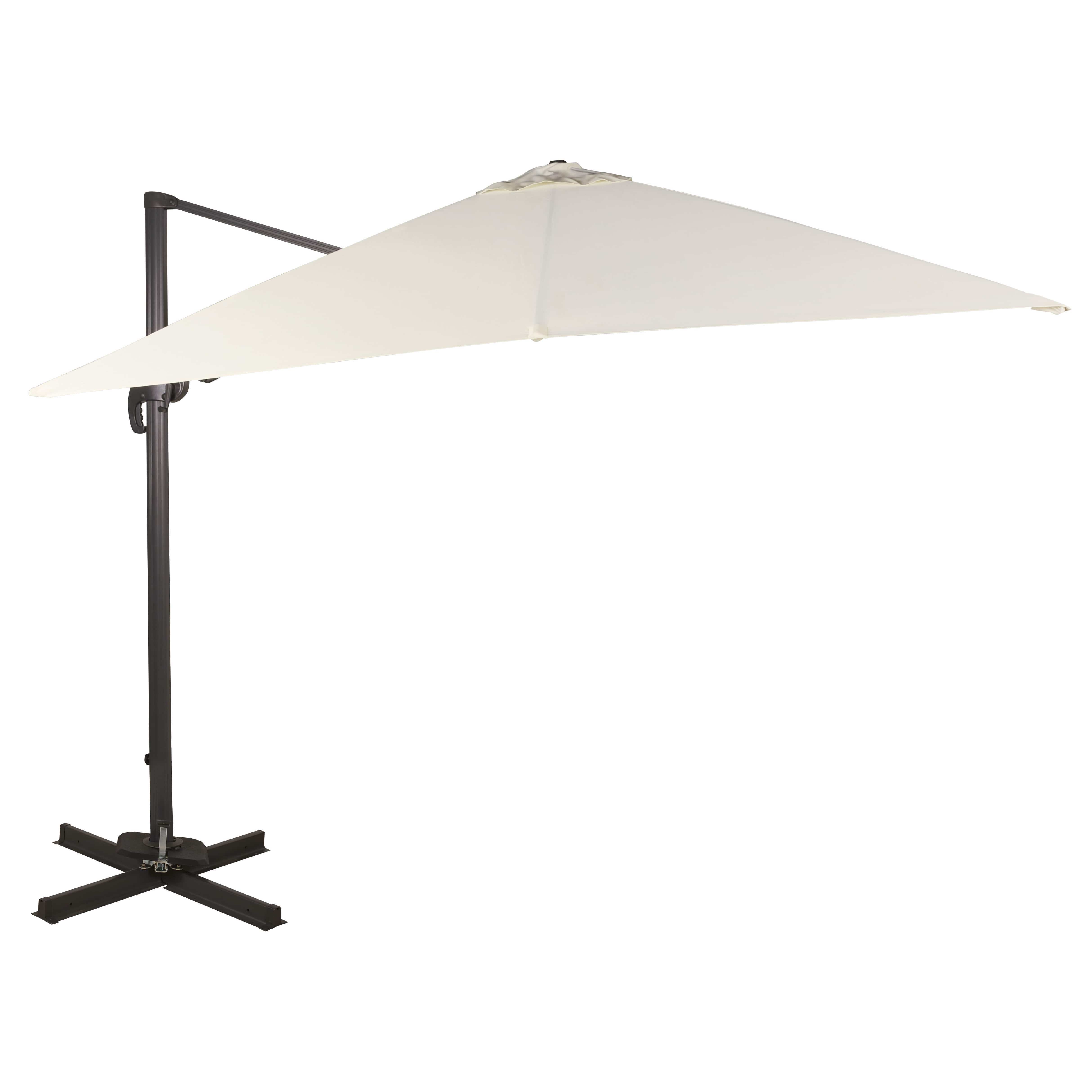 Parasol déporté 3x3m en aluminium gris anthracite et toile écrue