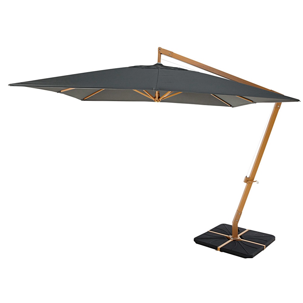 Parasol déporté en aluminium et tissu anthracite 3x3m Parasol déporté en aluminium et tissu anthracite 3x3m