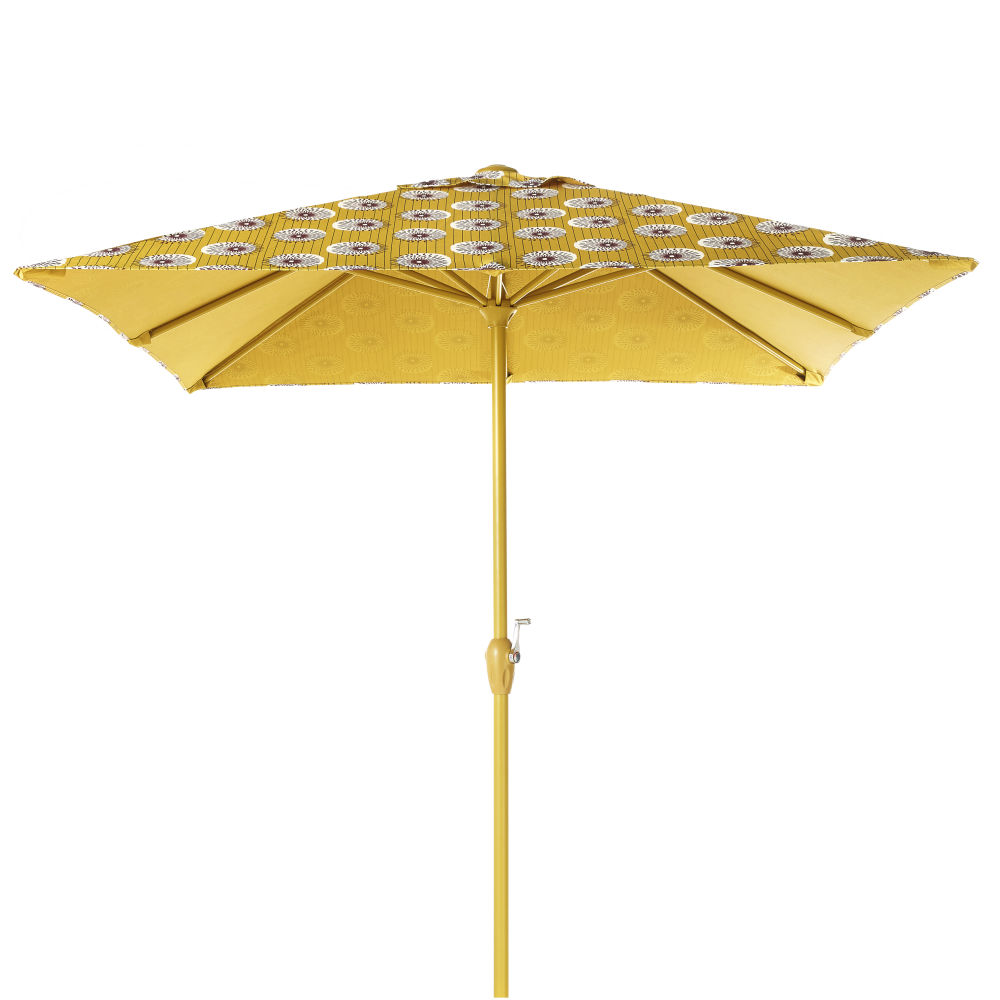 Parasol en aluminium et toile motifs jaunes et noirs (photo) Parasol en aluminium et toile motifs jaunes et noirs
