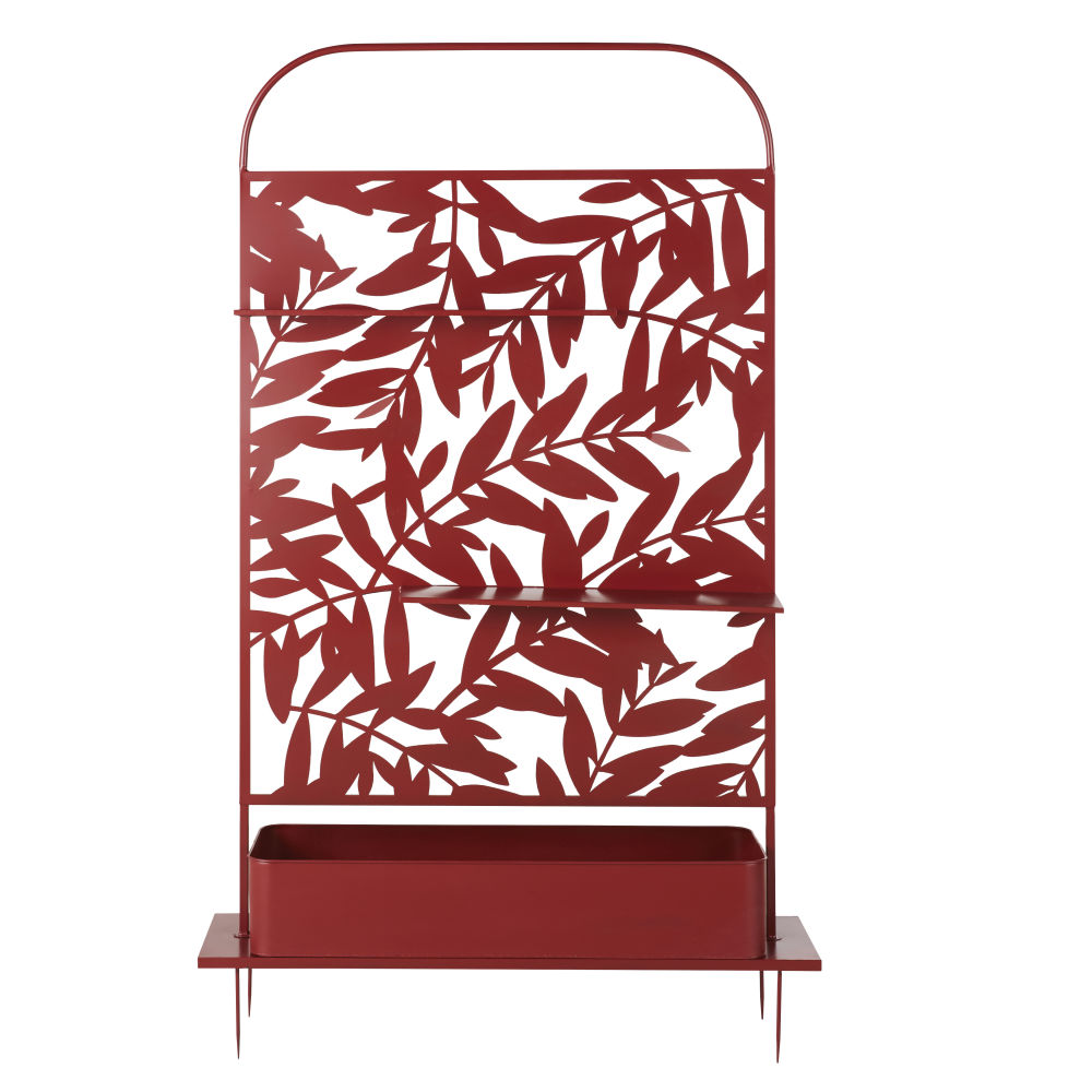 Paravent avec jardinière en métal rouge Paravent avec jardinière en métal rouge
