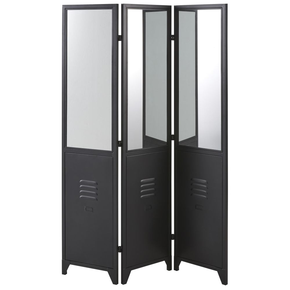 Paravent en mÃ©tal noir et miroirs