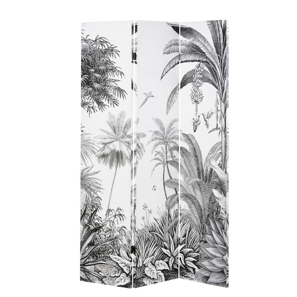 Paravent imprimé forêt tropicale noir et blanc Paravent imprimé forêt tropicale noir et blanc