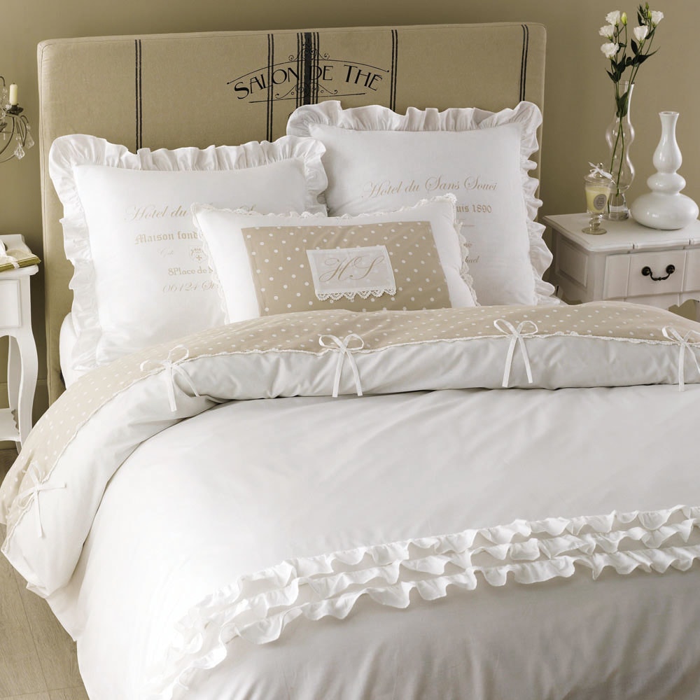 Parure da letto 220 x 240 cm bianca in cotone