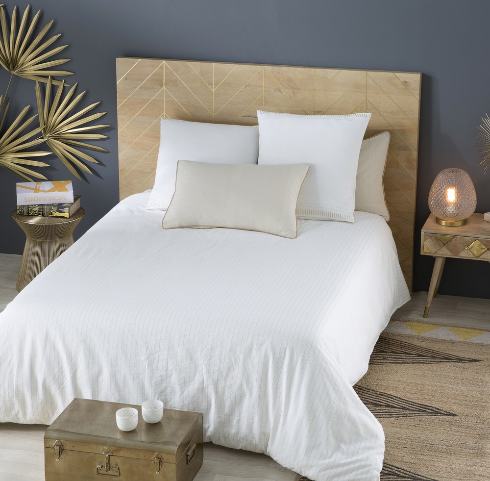 Parure de lit en coton blanc 240x260 Parure de lit en coton blanc 240x260