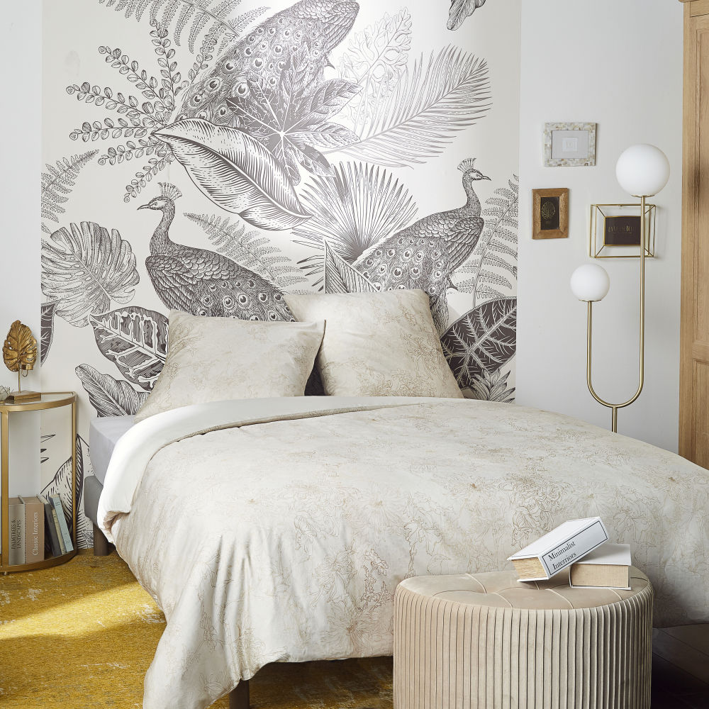 Parure de lit en satin de coton bio beige 220x240 Parure de lit en satin de coton bio beige 220x240