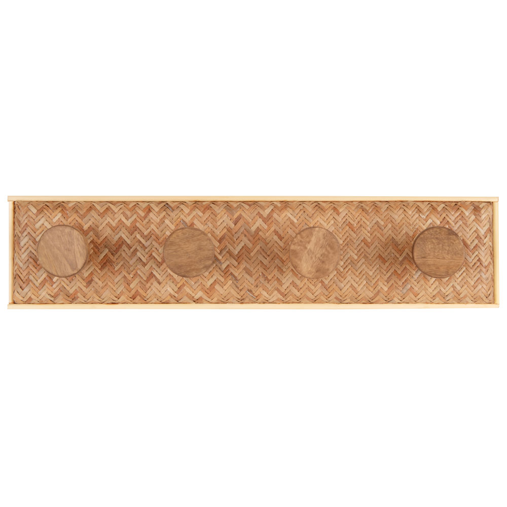 Patère 4 crochets en bois de manguier beige et marron Patère 4 crochets en bois de manguier beige et marron