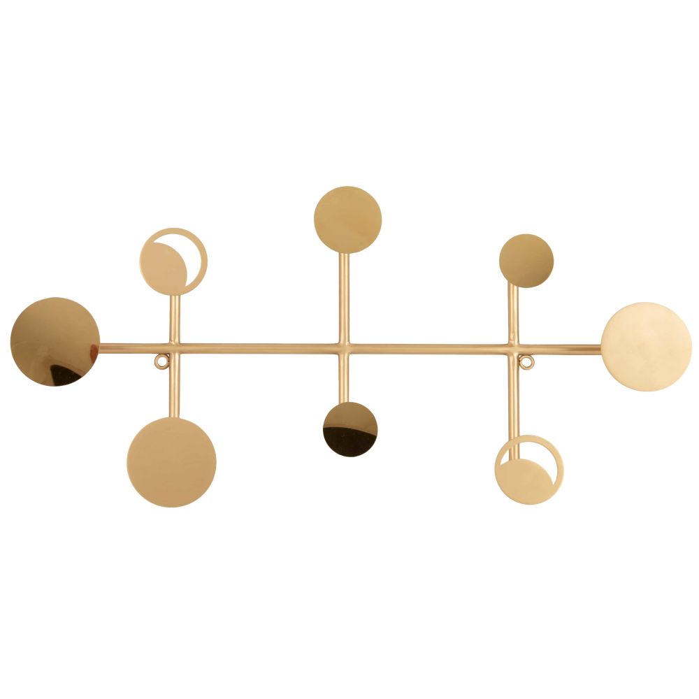 Patère en métal doré effet miroir et lunes Patère en métal doré effet miroir et lunes