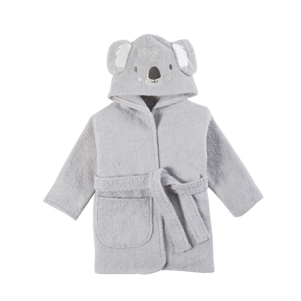 Peignoir bébé en coton gris brodé (photo) Peignoir bébé en coton gris brodé