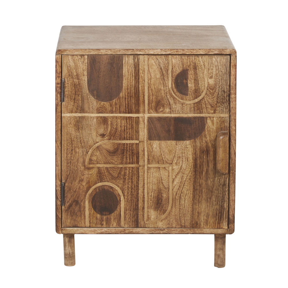 Petit meuble de rangement 1 porte en bois de manguier marron Petit meuble de rangement 1 porte en bois de manguier marron