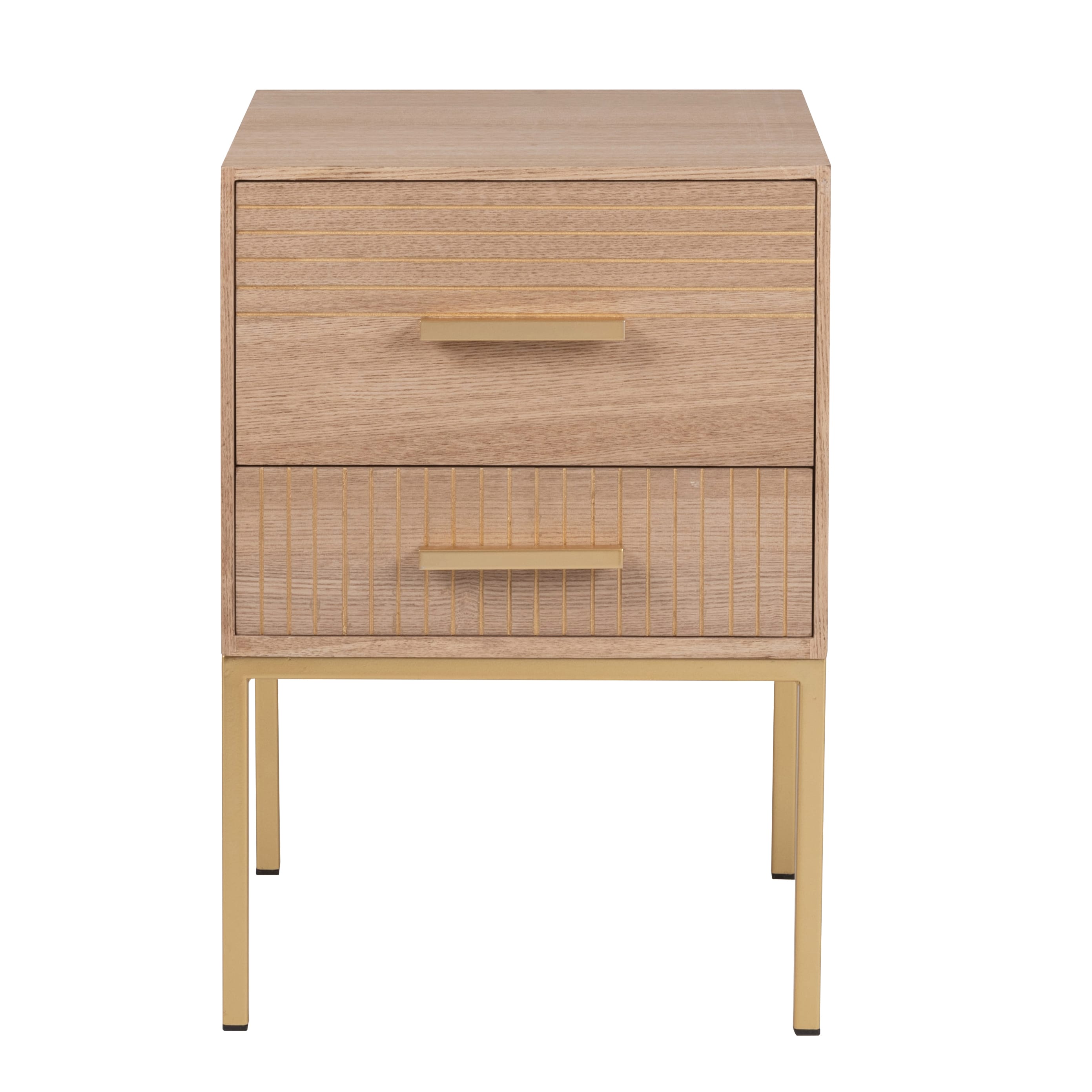 Petit meuble de rangement 2 tiroirs beige et doré