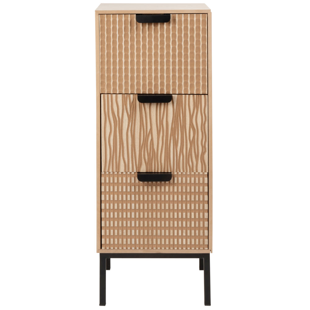 Petit meuble de rangement 3 tiroirs noir mat et marron Petit meuble de rangement 3 tiroirs noir mat et marron