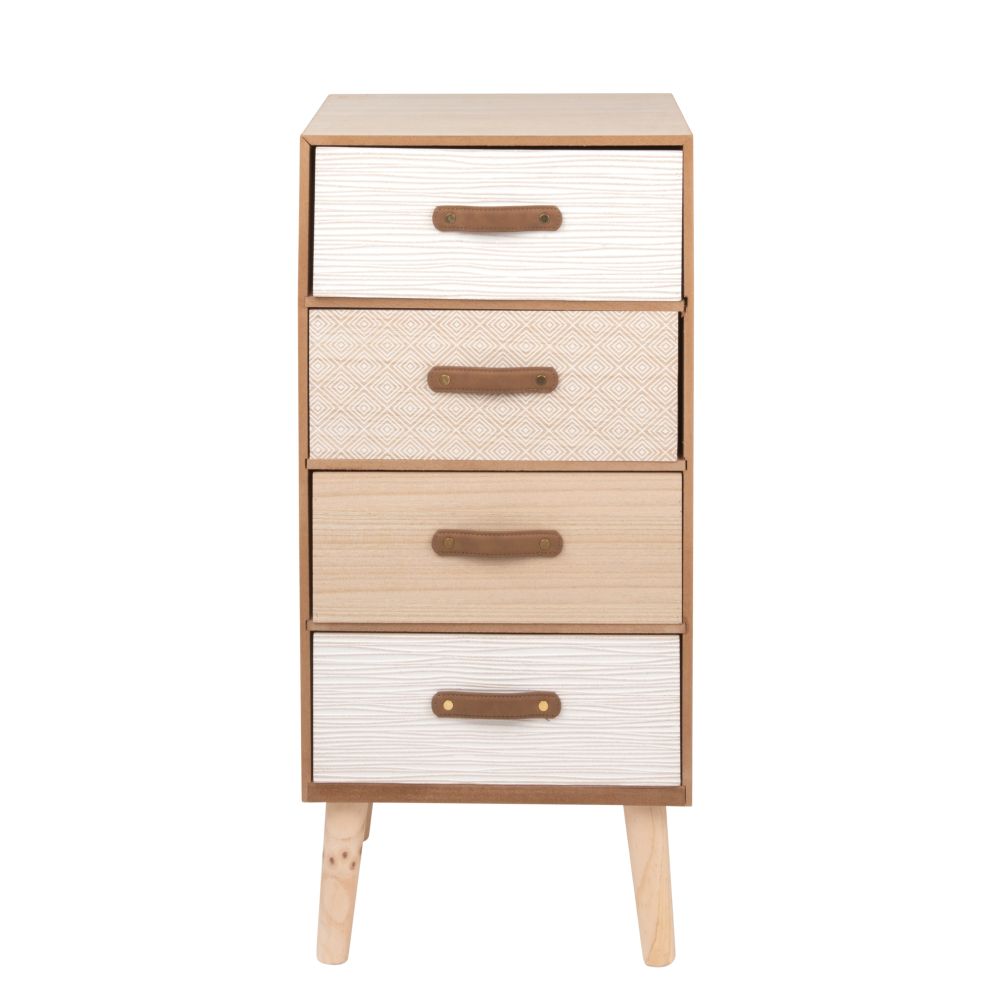 Petit meuble de rangement 4 tiroirs à motifs Petit meuble de rangement 4 tiroirs à motifs