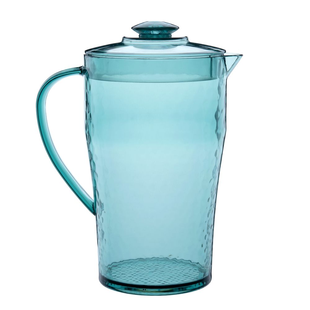 Pichet teinté bleu martelé Pichet teinté bleu martelé