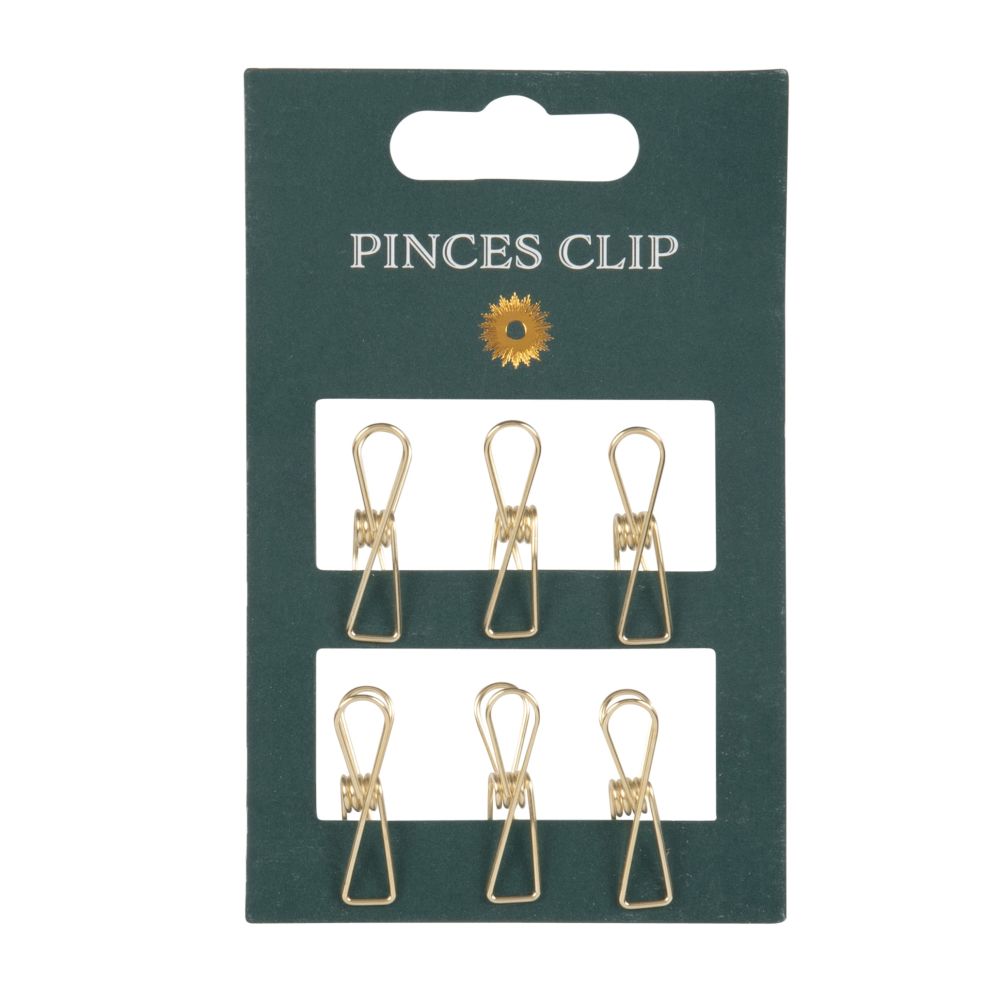 Pinces clip en métal doré (x6) Pinces clip en métal doré (x6)