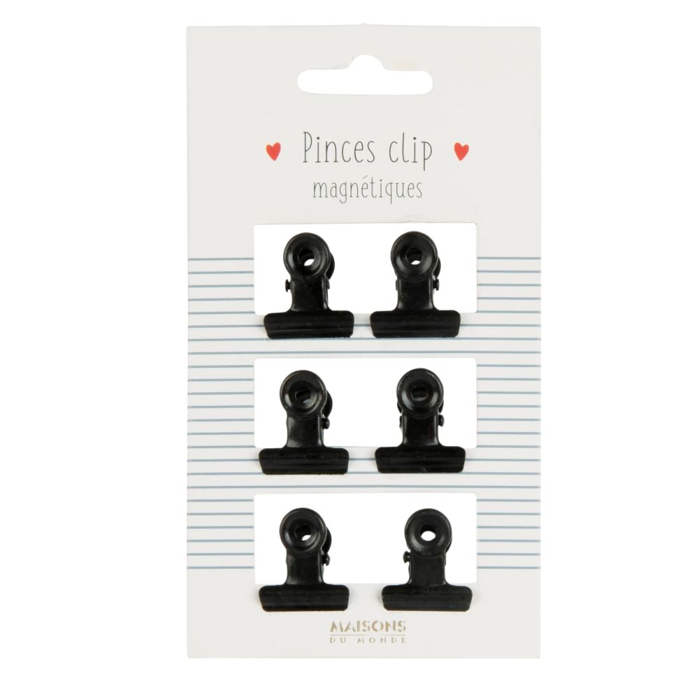 Pinces clips magnétiques en métal noir (x6) Pinces clips magnétiques en métal noir (x6)