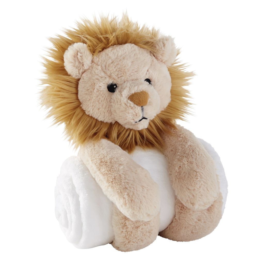 Plaid blanc et lion beige et écru 75x100 (photo) Plaid blanc et lion beige et écru 75x100