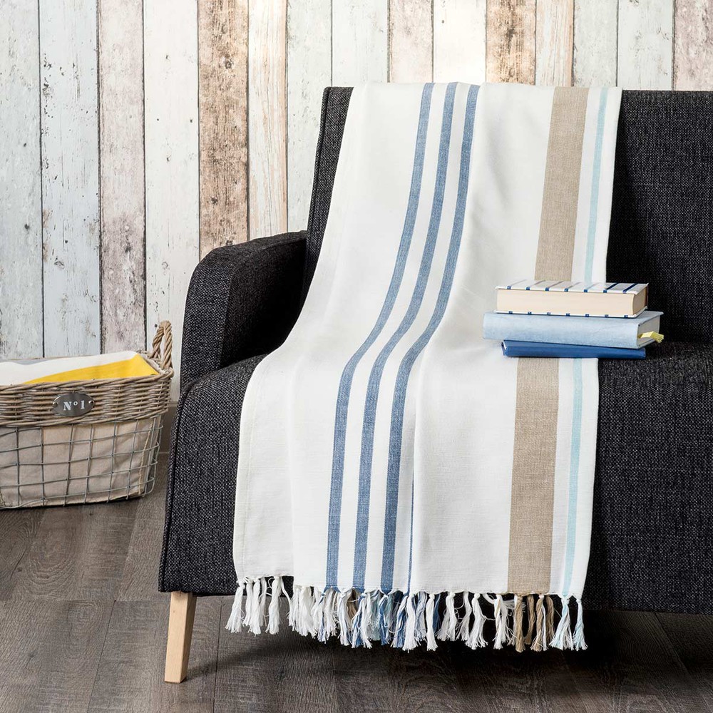 Plaid en coton motifs à rayures 160x210 Plaid en coton motifs à rayures 160x210