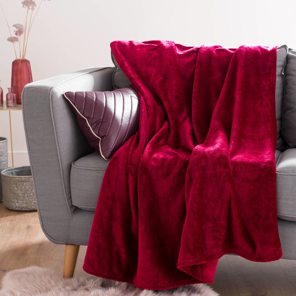 Plaid imitation fourrure rouge cerise 130x180 Plaid imitation fourrure rouge cerise 130x180