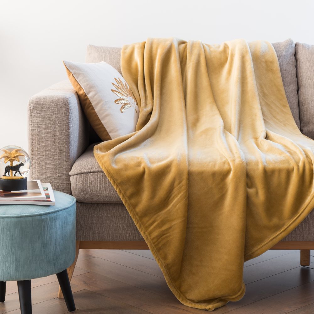 Plaid jaune moutarde 160x210 Plaid jaune moutarde 160x210