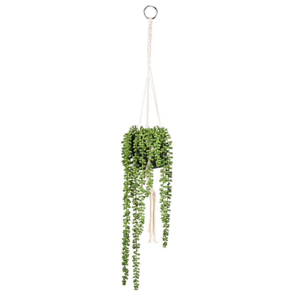 Plante artificielle suspendue pot en céramique noire (photo) Plante artificielle suspendue pot en céramique noire