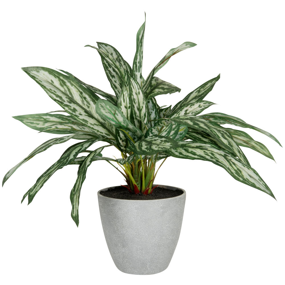 Plante artificielle verte avec pot gris H42
