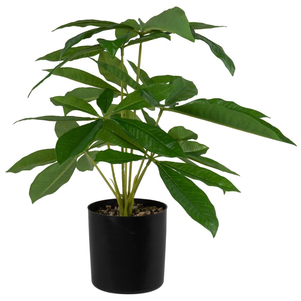 Plante verte artificielle et pot noir