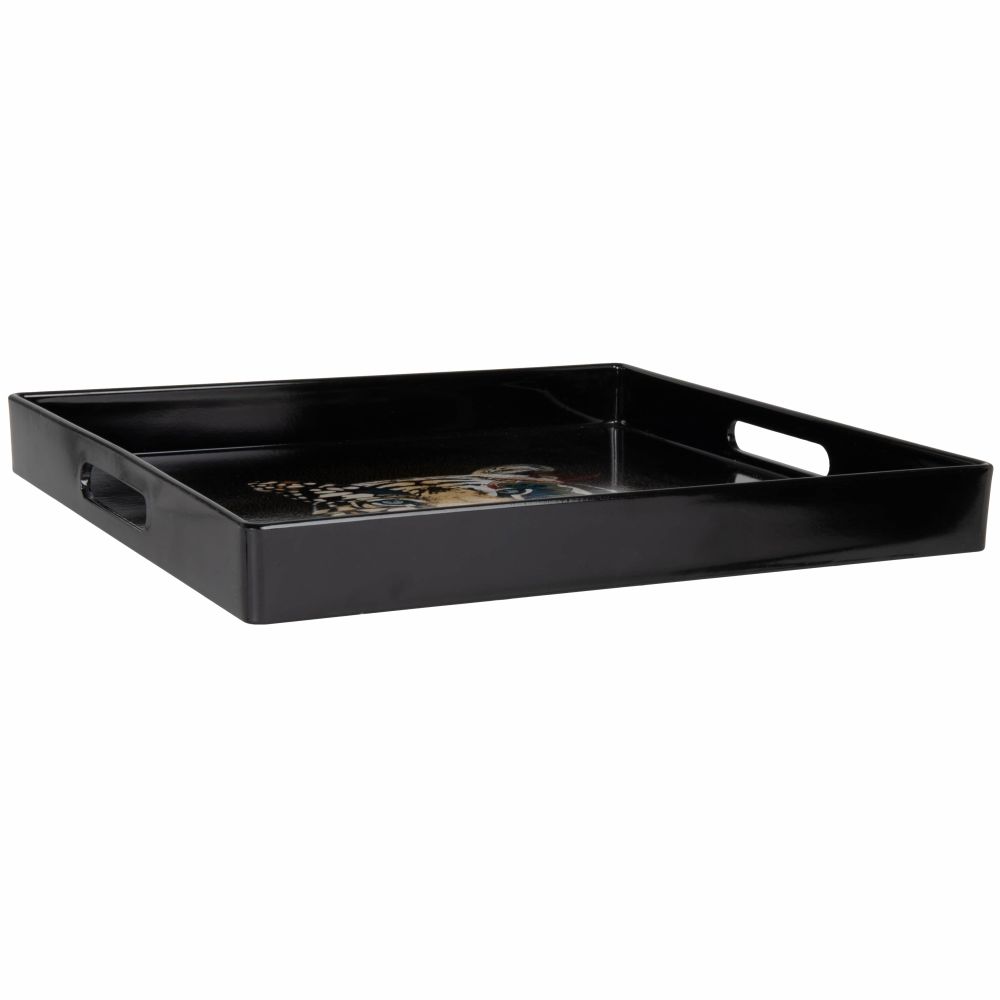 Plateau carré en mélamine multicolore imprimé tigre