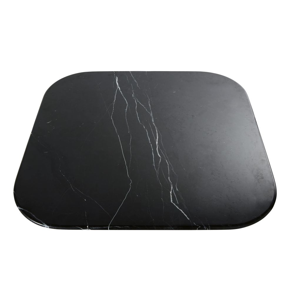 Plateau de table en pierre effet marbre noir 4 personnes L90 Plateau de table en pierre effet marbre noir 4 personnes L90